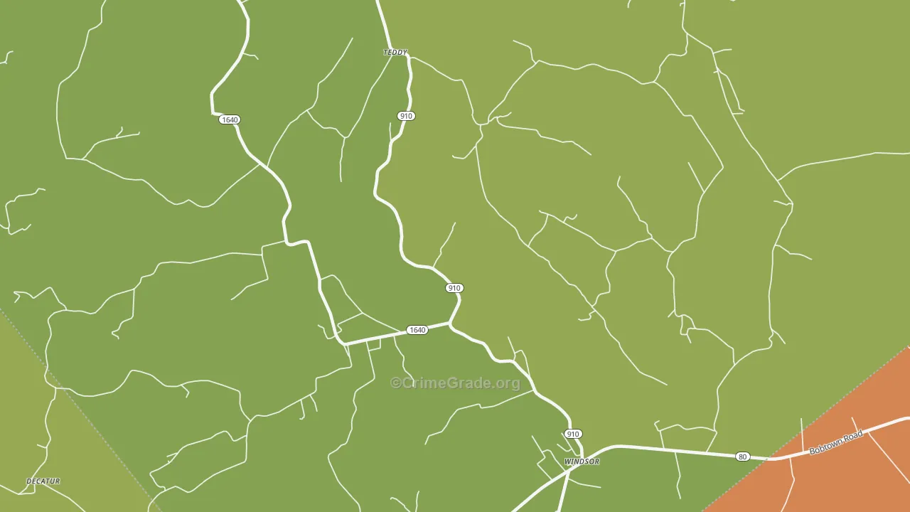 Teddy, KY Map of Robbery Rates