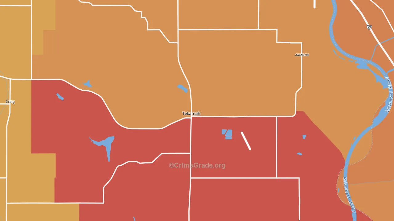 Tekamah, NE Map of Robbery Rates