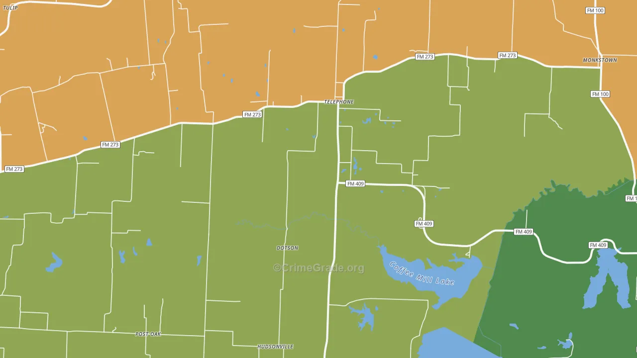 Telephone, TX Map of Robbery Rates