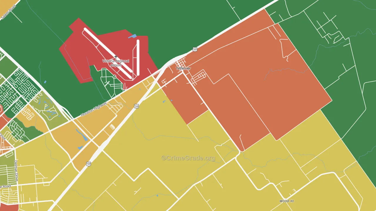 Telferner, TX Map of Robbery Rates
