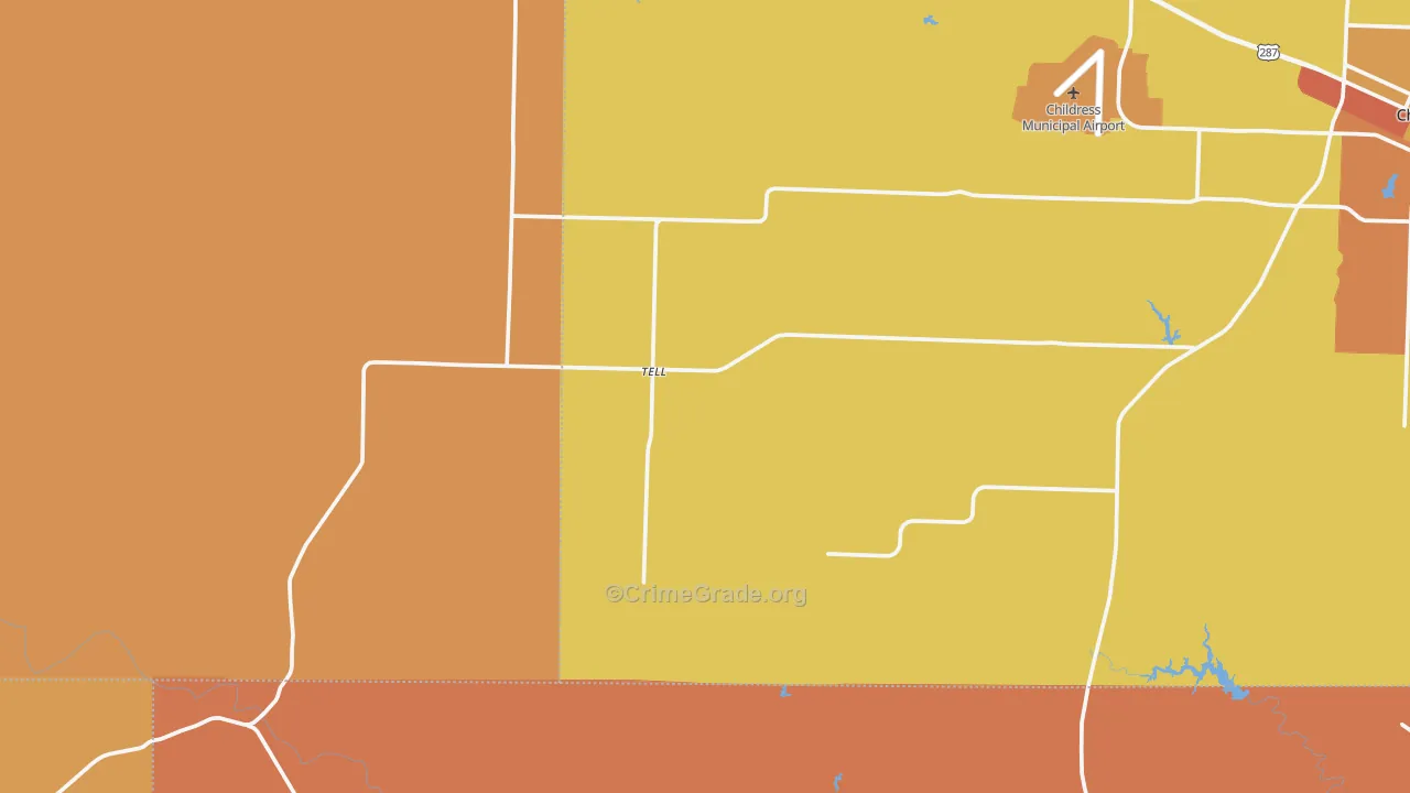 Tell, TX Map of Robbery Rates