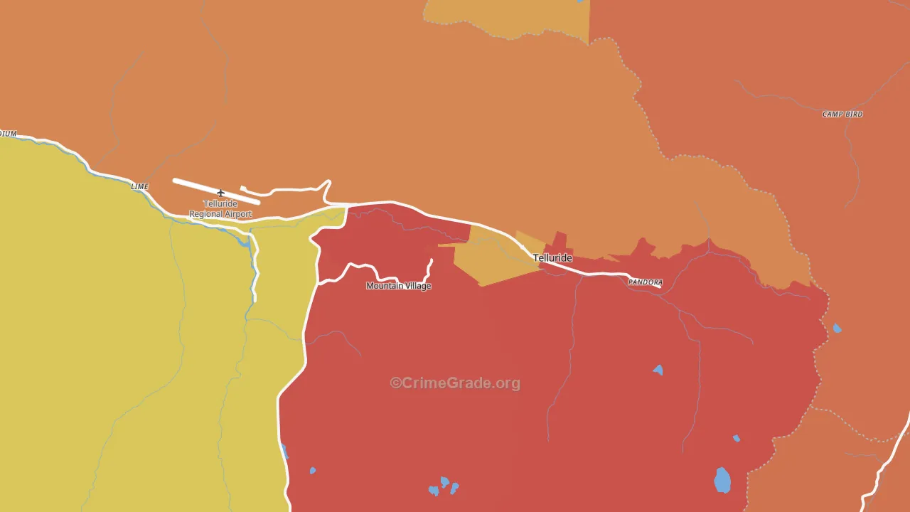 Telluride, CO Map of Robbery Rates