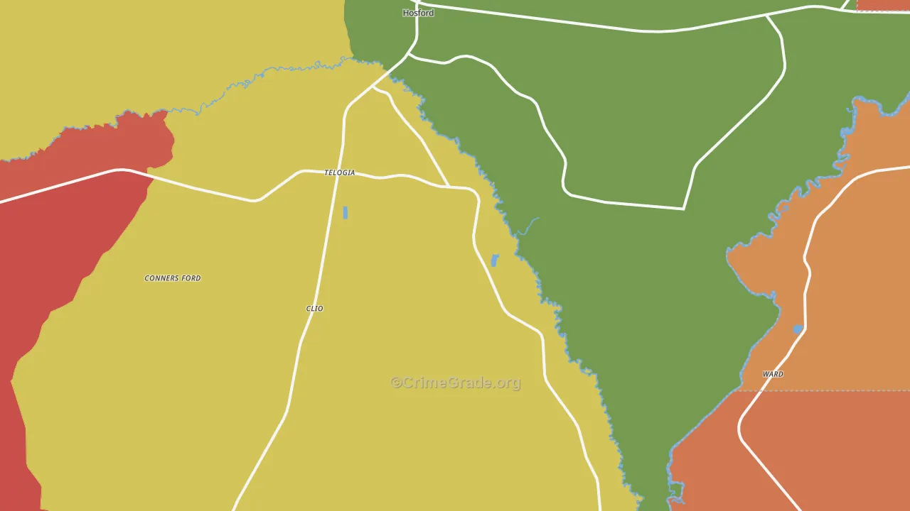 Telogia, FL Map of Robbery Rates