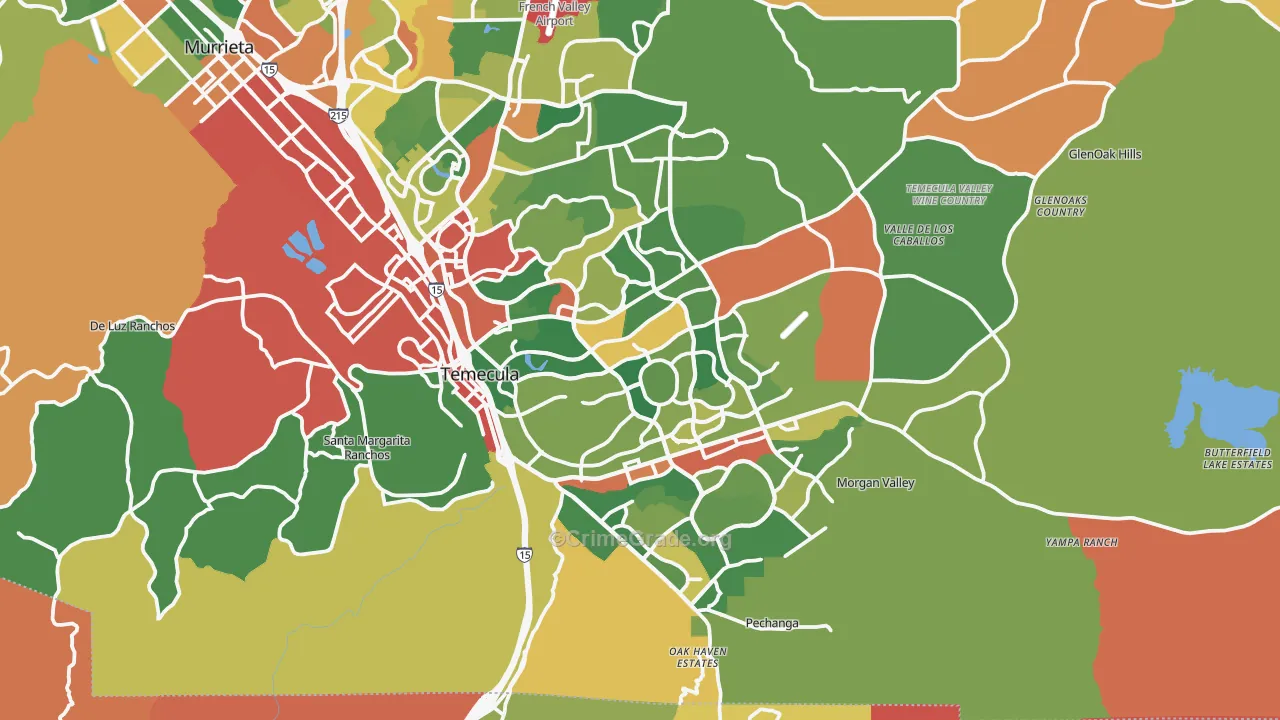 Temecula, CA Map of Robbery Rates