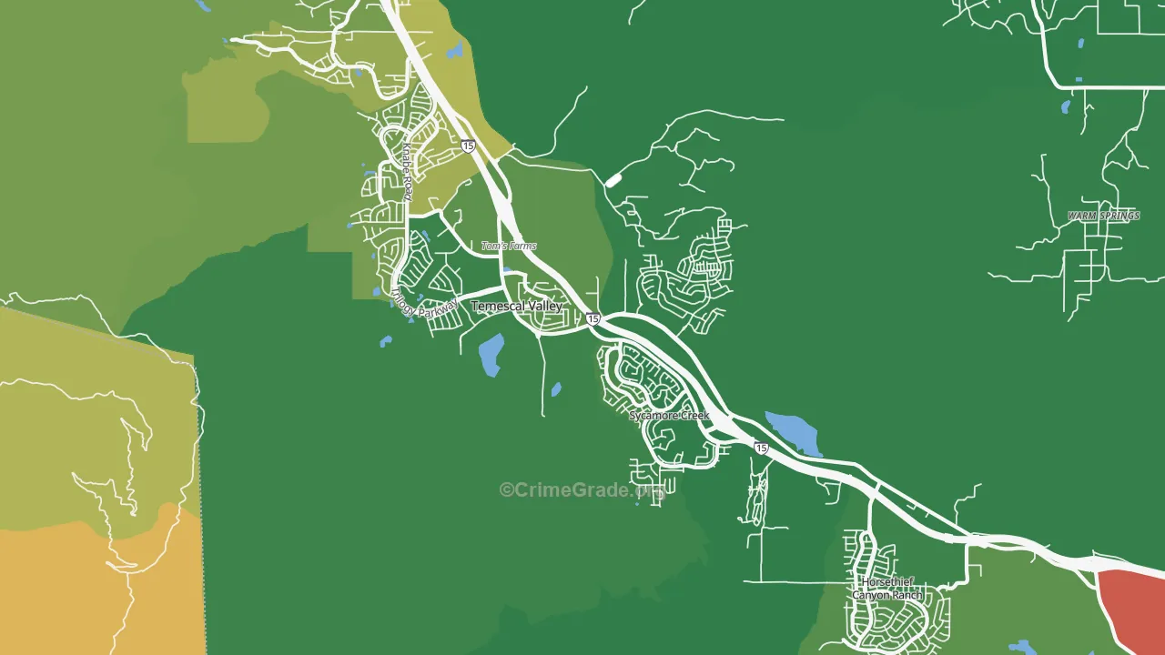 Temescal Valley, CA Map of Robbery Rates