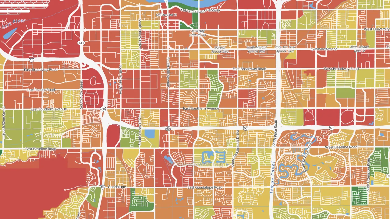 Tempe, AZ Map of Robbery Rates