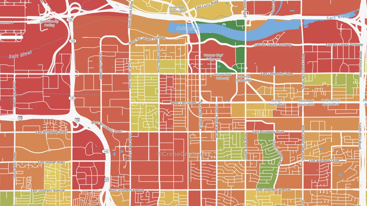 Tempe Junction, Tempe, AZ Map of Robbery Rates