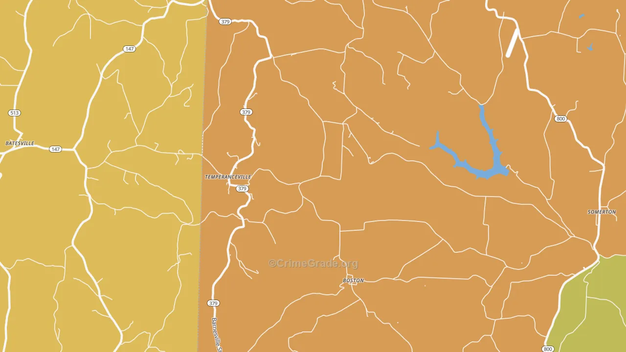 Temperanceville, OH Map of Robbery Rates
