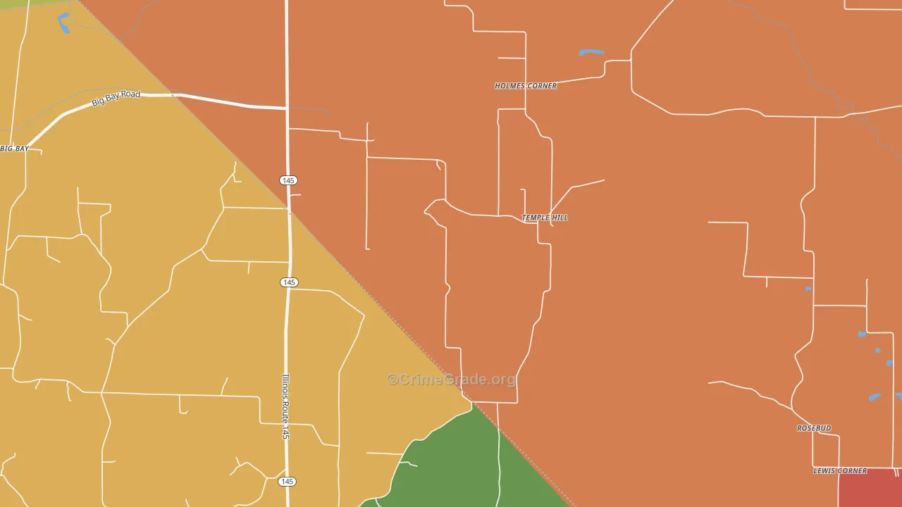 Temple Hill, IL Map of Robbery Rates