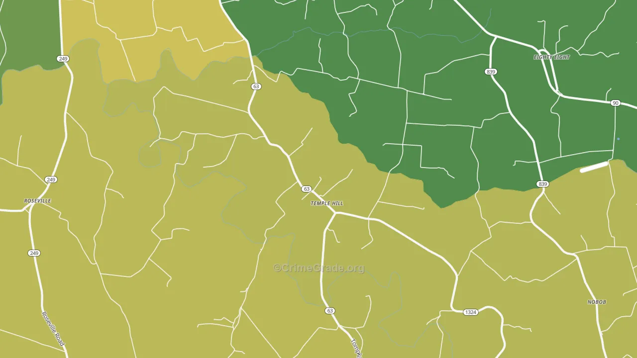 Temple Hill, KY Map of Robbery Rates