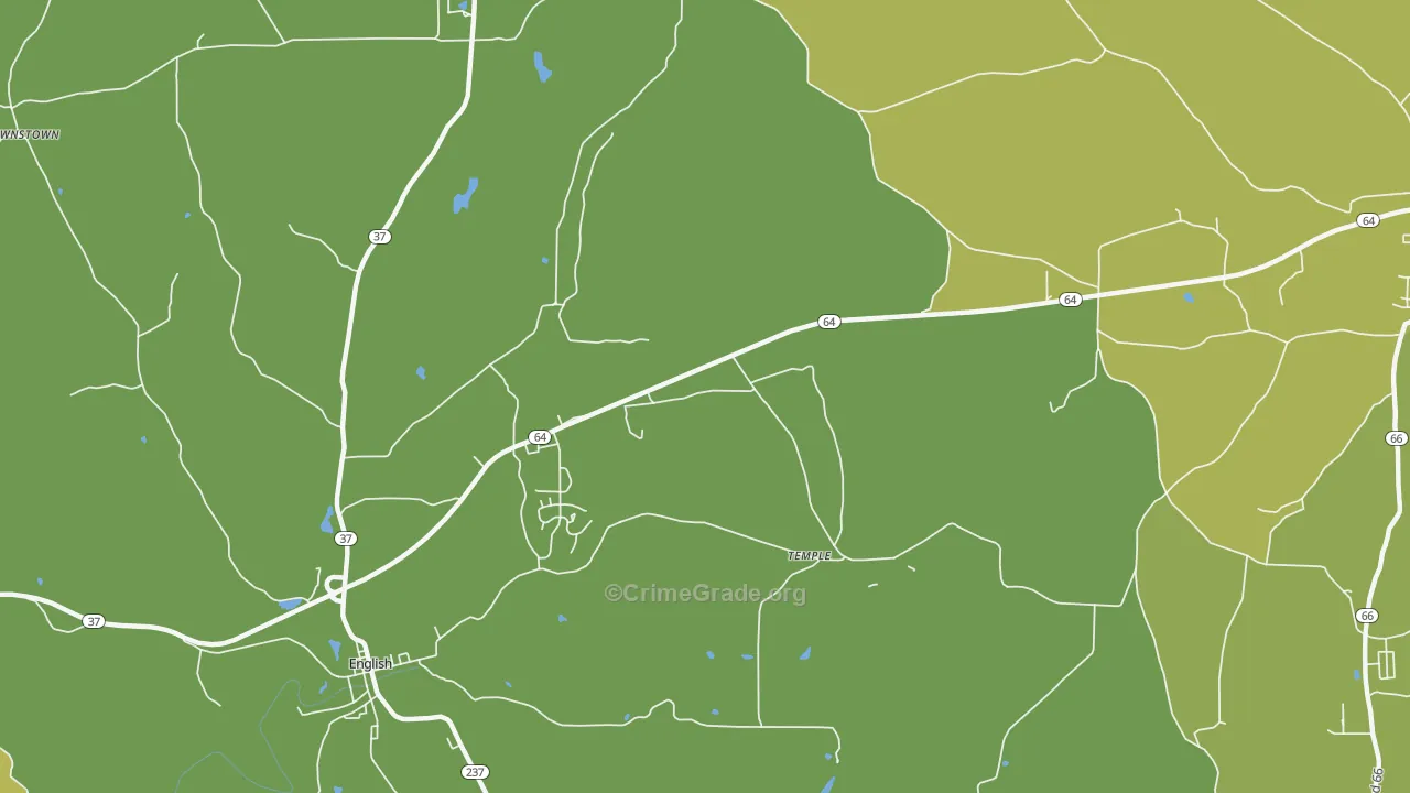 Temple, IN Map of Robbery Rates