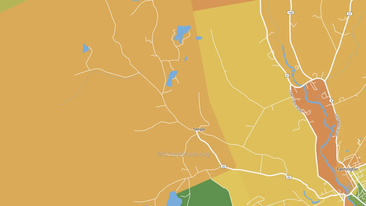 Temple, ME Map of Robbery Rates