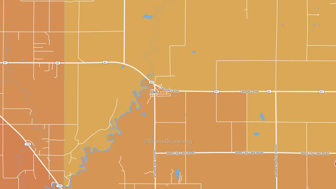 Temple, MI Map of Robbery Rates