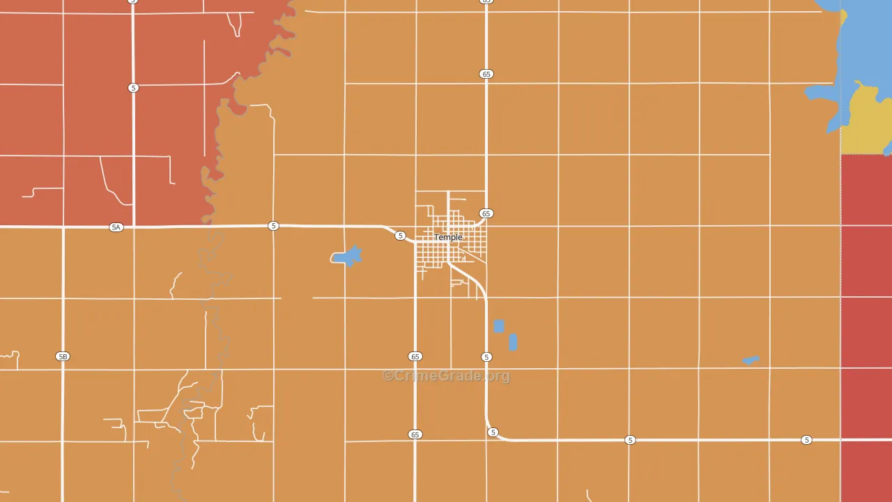 Temple, OK Map of Robbery Rates