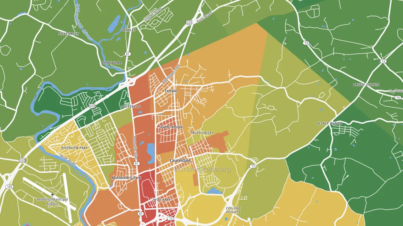 Temple, PA Map of Robbery Rates