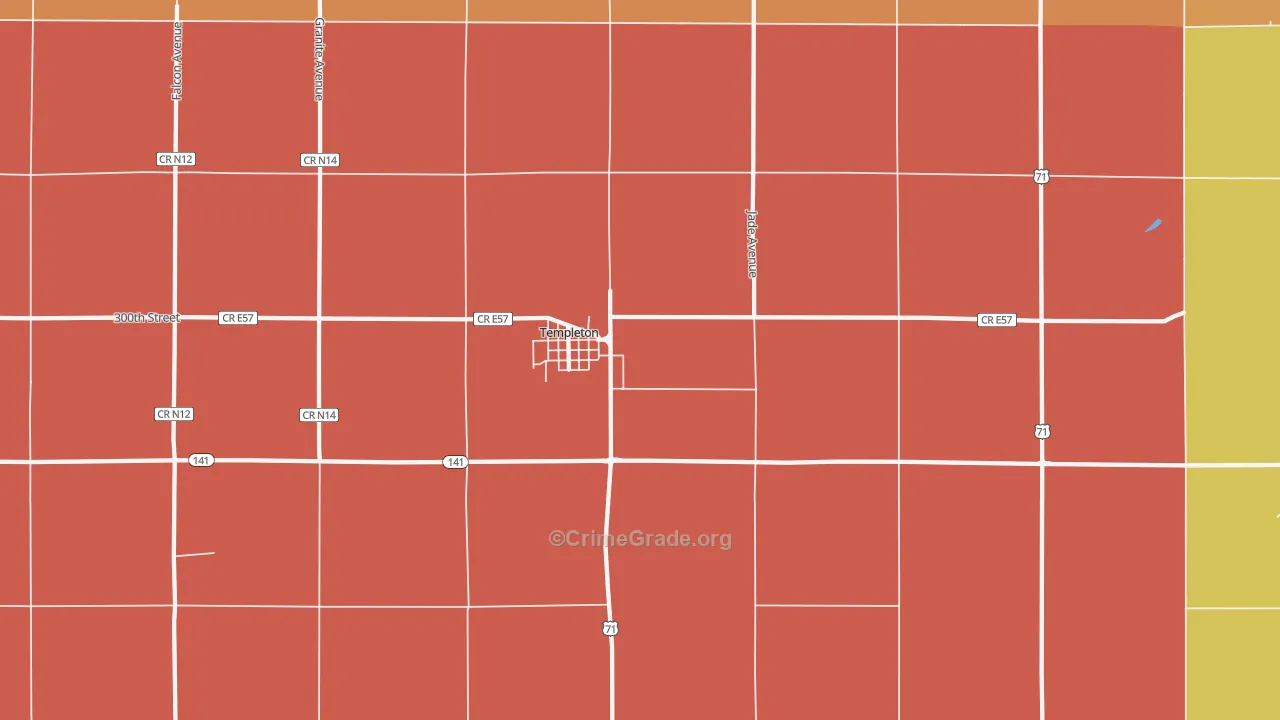 Templeton, IA Map of Robbery Rates