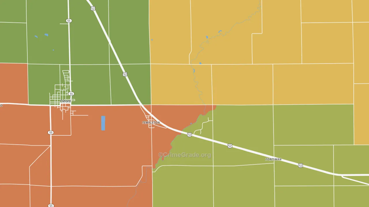 Templeton, IN Map of Robbery Rates