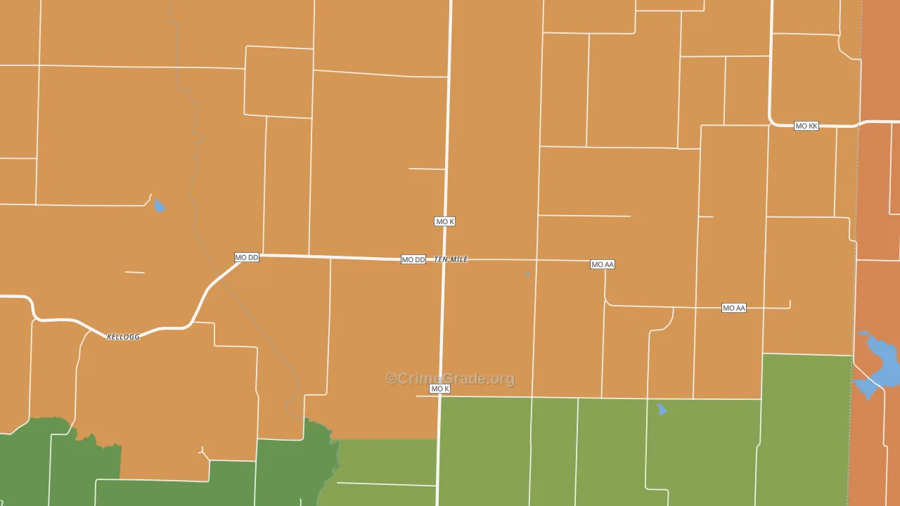 Ten Mile, MO Map of Robbery Rates