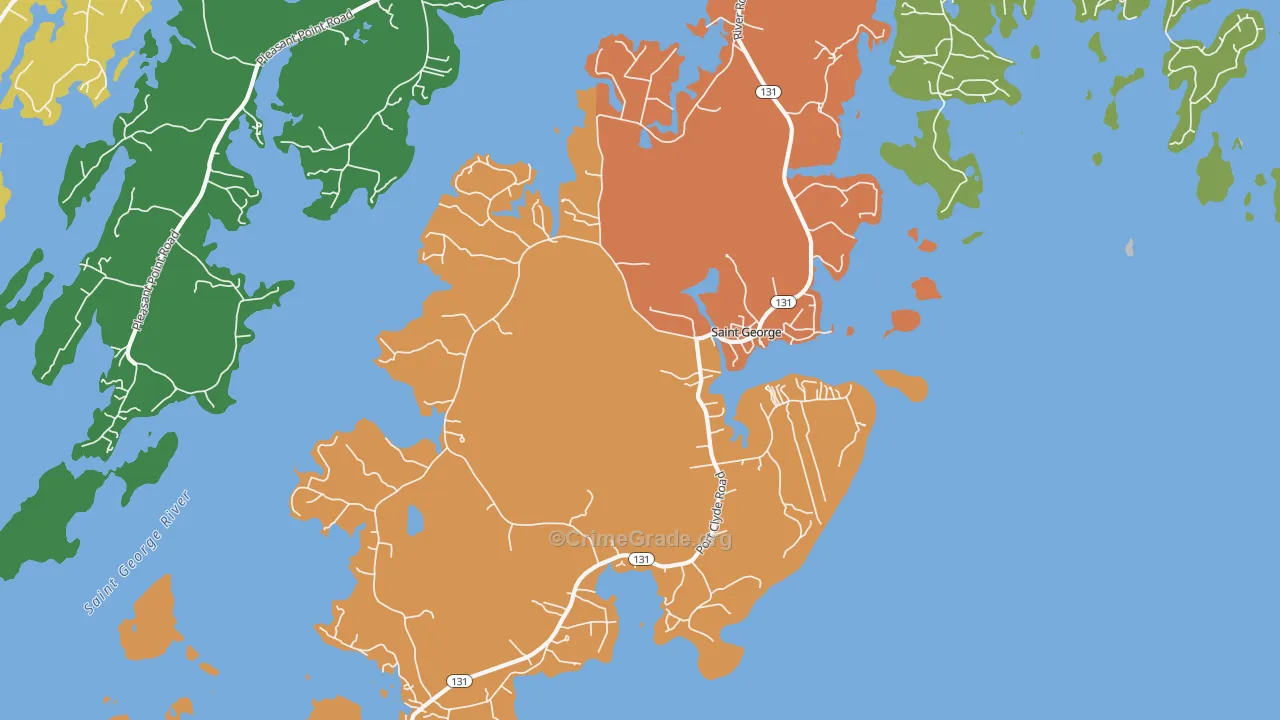 Tenants Harbor, ME Map of Robbery Rates