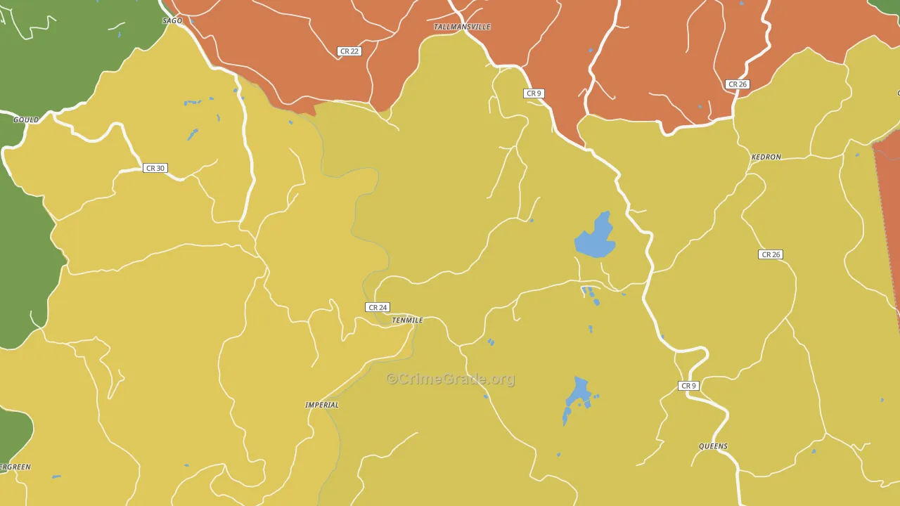 Tenmile, WV Map of Robbery Rates