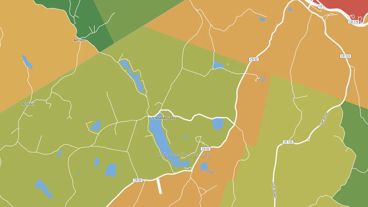 Tennanah Lake, NY Map of Robbery Rates