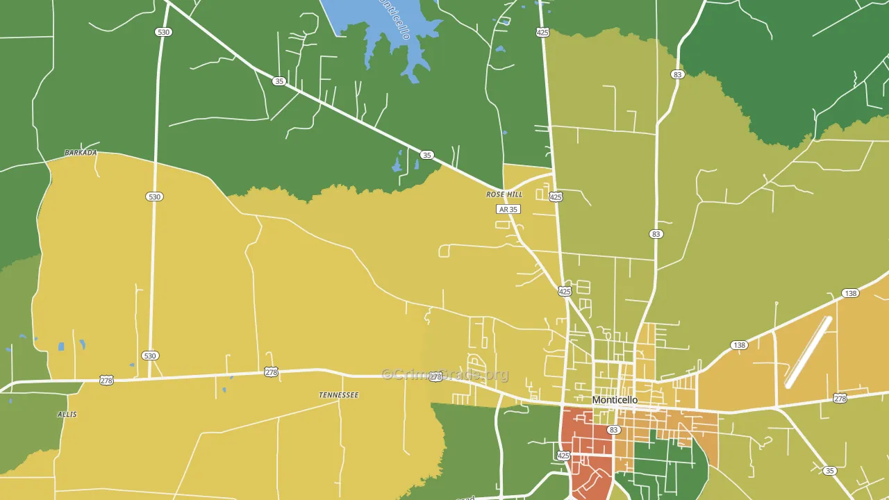 Tennessee, AR Map of Robbery Rates