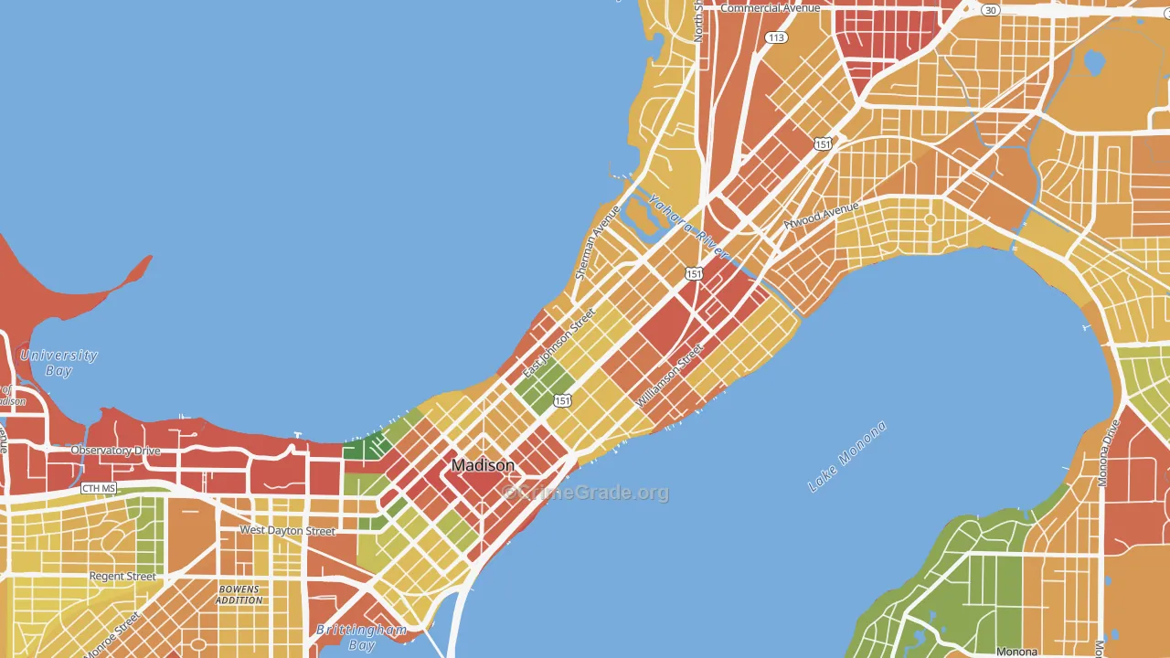 Tenney-Lapham, Madison, WI Map of Robbery Rates
