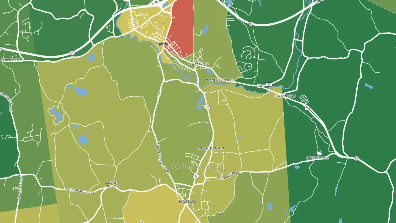 Tennyville, MA Map of Robbery Rates