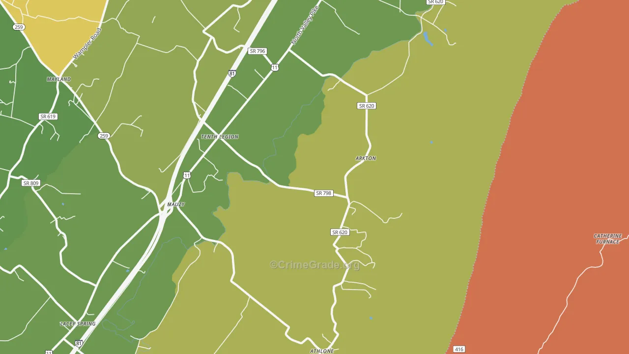 Tenth Legion, VA Map of Robbery Rates