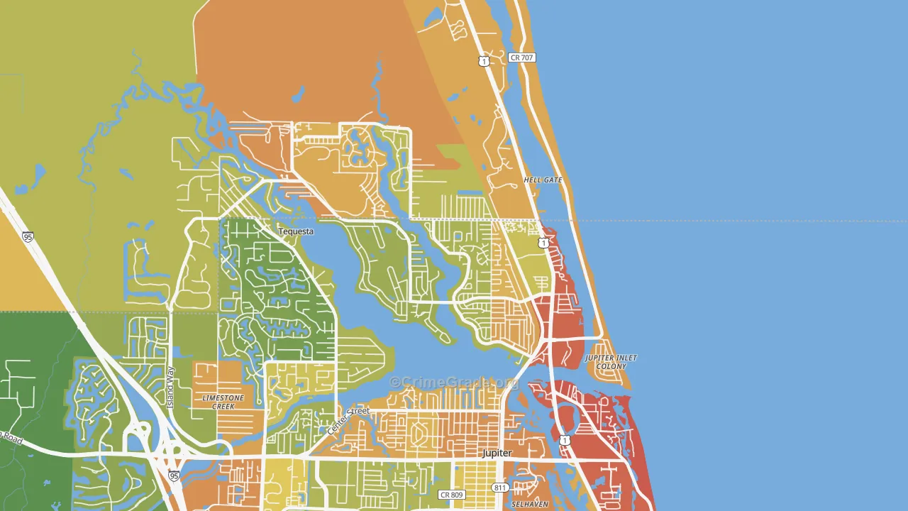 Tequesta, FL Map of Robbery Rates