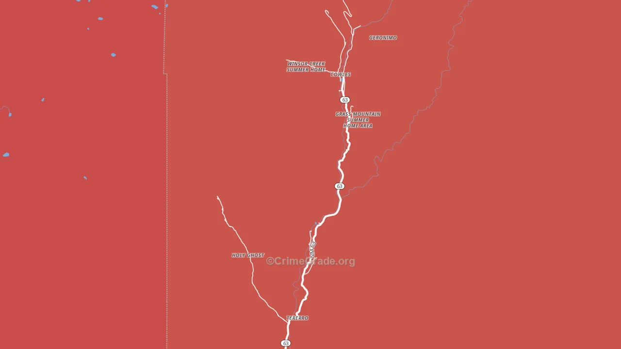 Tererro, NM Map of Robbery Rates