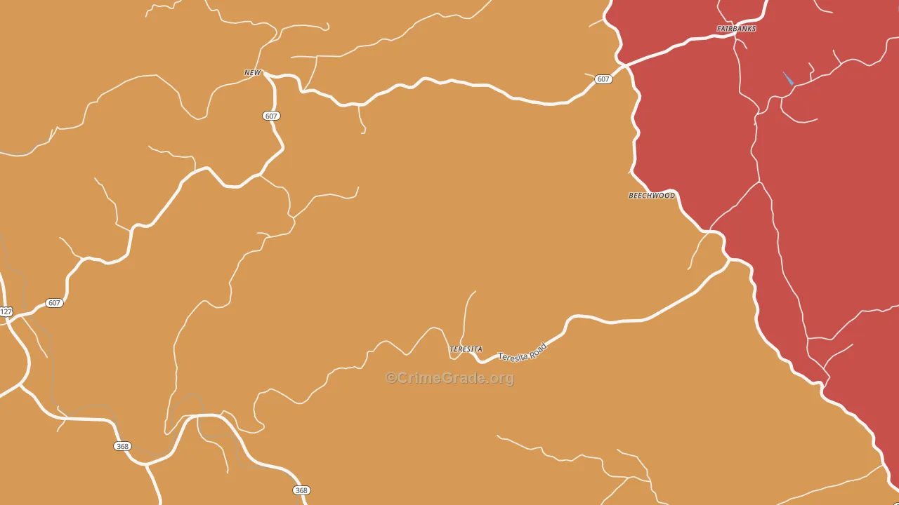 Teresita, KY Map of Robbery Rates
