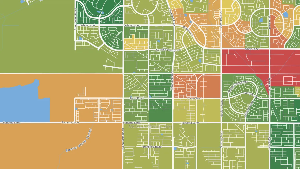 Terra Vista, Bakersfield, CA Map of Robbery Rates