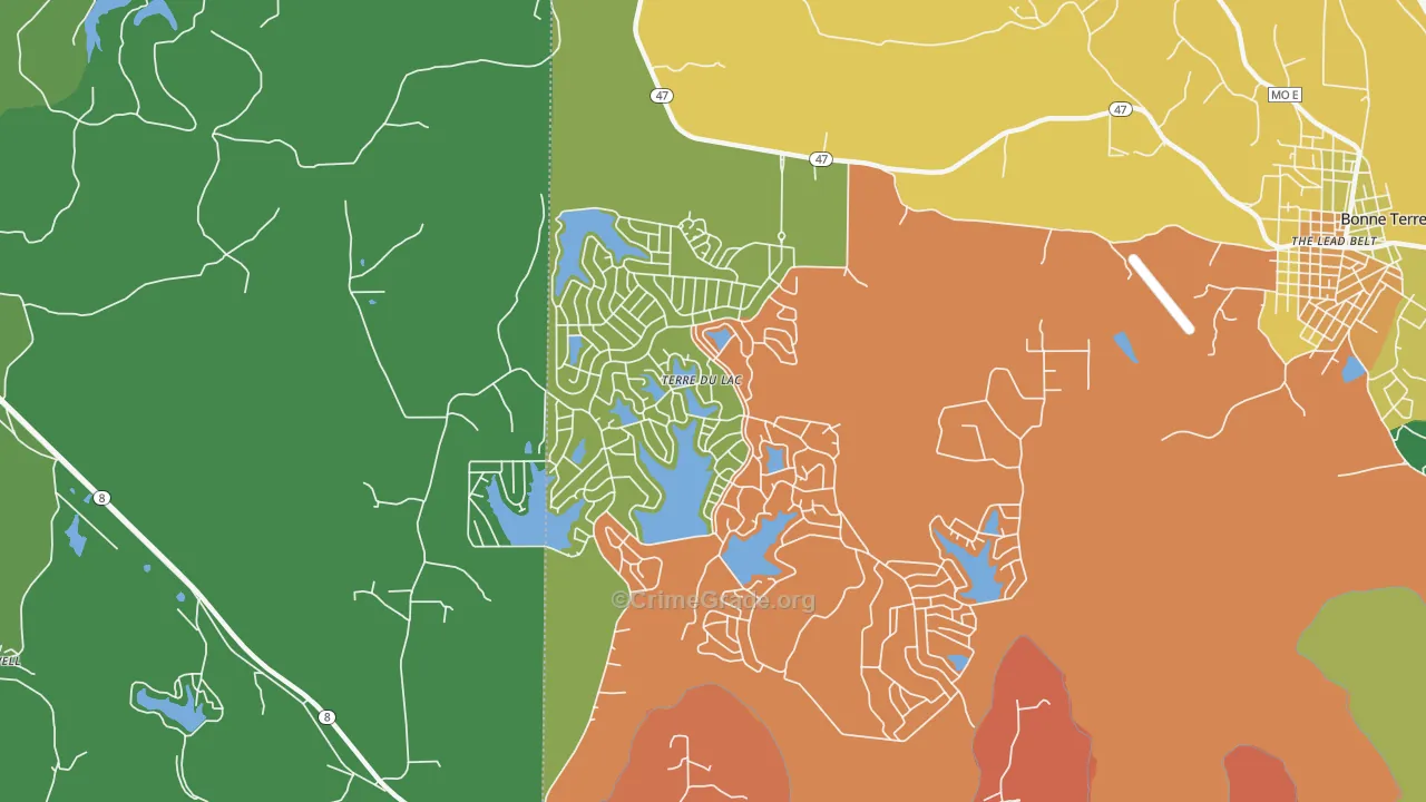 Terre du Lac, MO Map of Robbery Rates