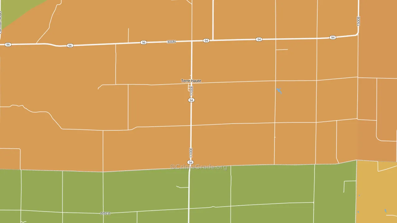 Terre Haute, IL Map of Robbery Rates