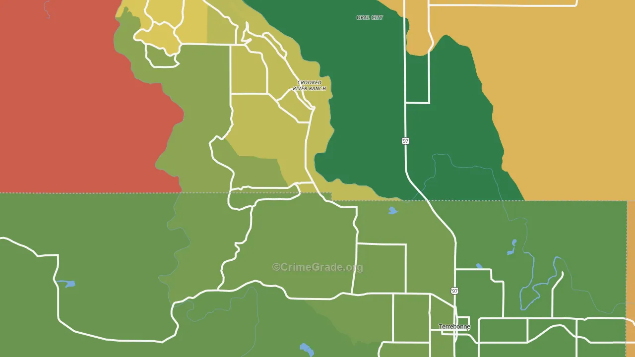 Terrebonne, OR Map of Robbery Rates