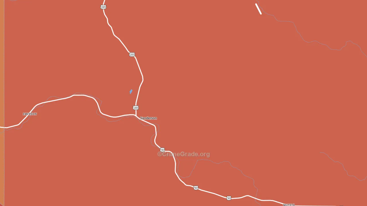 Terrell County, TX Map of Robbery Rates