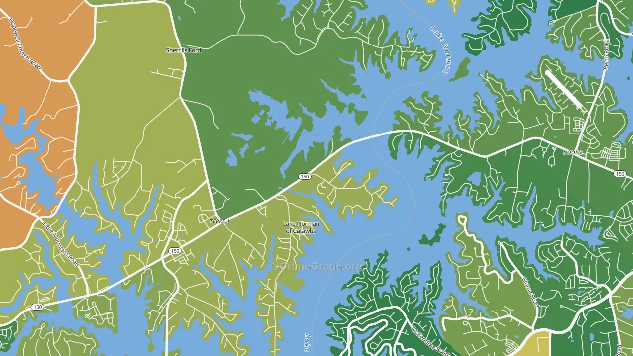 Terrell, NC Map of Robbery Rates