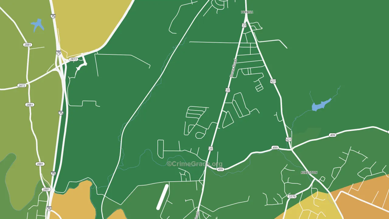 Terrill, KY Map of Robbery Rates