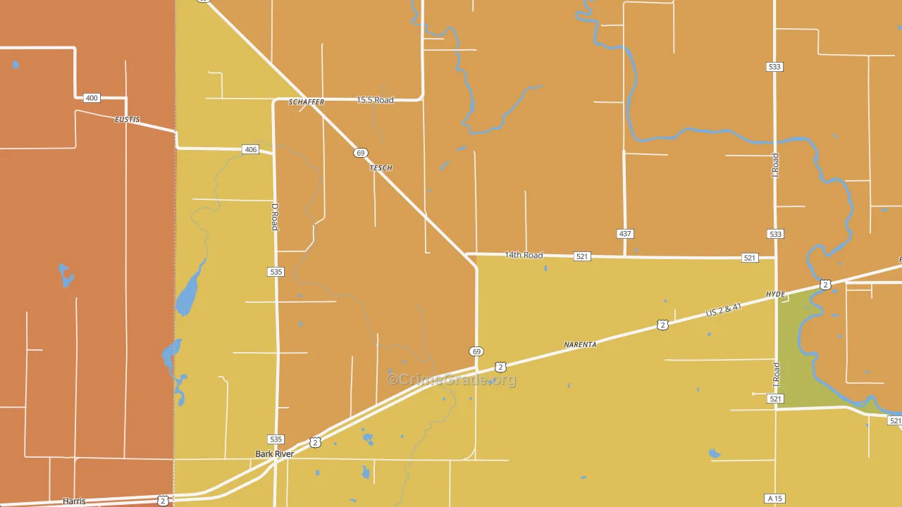 Tesch, MI Map of Robbery Rates