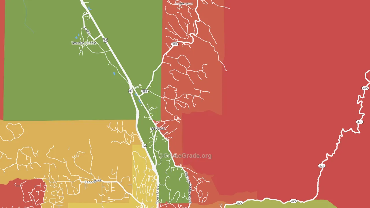 Tesuque, NM Map of Robbery Rates