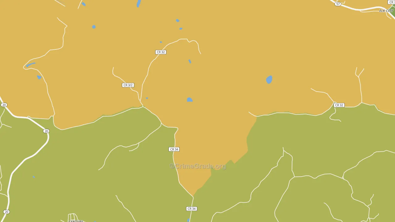 Teter, WV Map of Robbery Rates