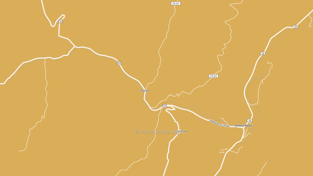 Teterton, WV Map of Robbery Rates