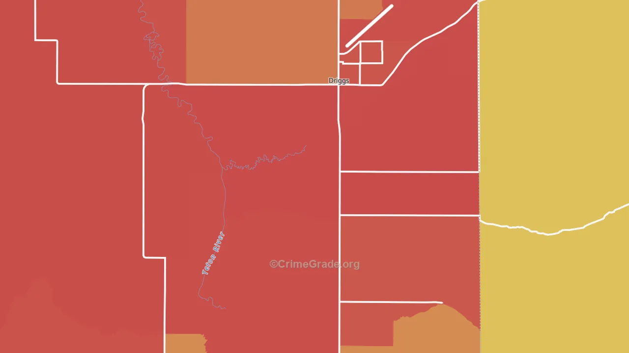 Teton County, ID Map of Robbery Rates