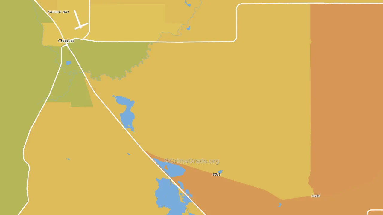 Teton County, MT Map of Robbery Rates