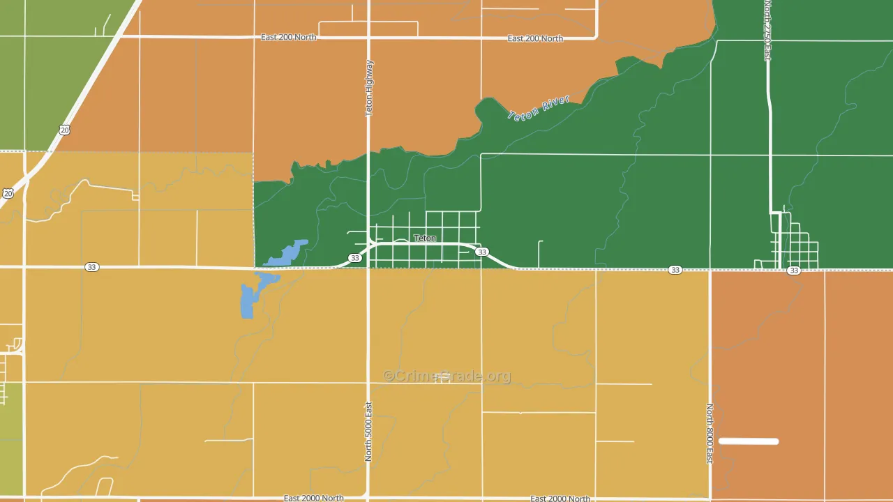 Teton, ID Map of Robbery Rates