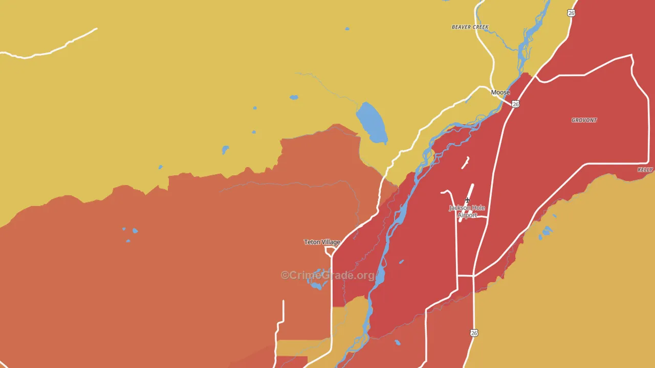 Teton Village, WY Map of Robbery Rates