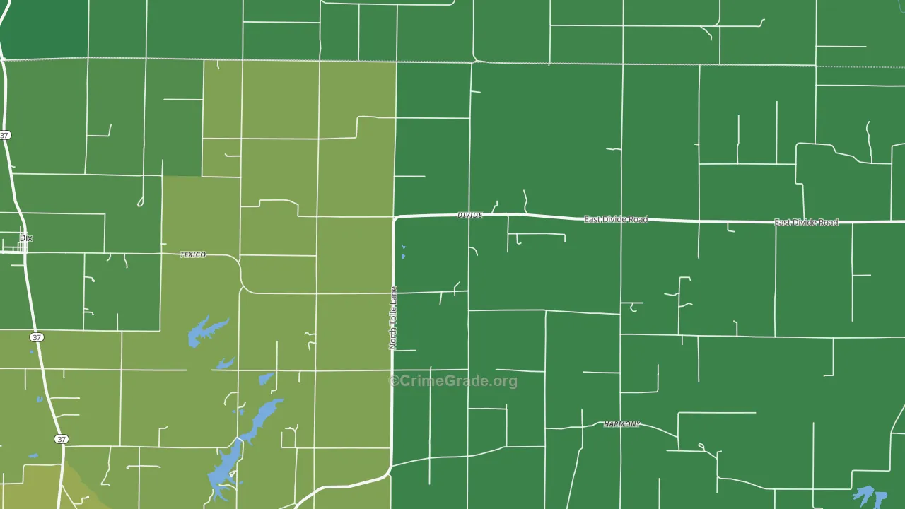 Texico, IL Map of Robbery Rates