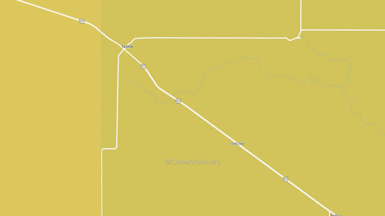 Texline, TX Map of Robbery Rates