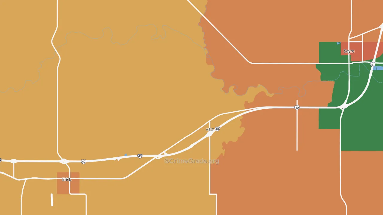 Texola, OK Map of Robbery Rates